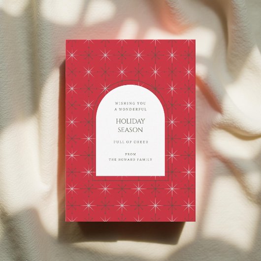 Retro rood groen Mid Century Modern Holiday Kaart