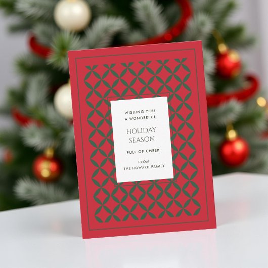 Retro rood groen Mid Century Modern Holiday Kaart