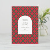 Retro rood groen Mid Century Modern Holiday Kaart (Staand voorkant)