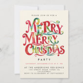 Retro Rood Groen Vrolijk Kerstfeest Waterverf Typo Kaart (Voorkant)