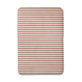 Retro rood groen wit kerststreeppatroon badmat (Voorkant Verticaal)