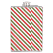 Retro rood groen witte kerststreeppatroon heupfles (Achterkant)