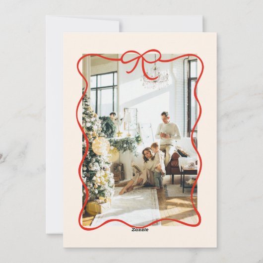 Retro rood groene hand getekend eigenzinnige boog  feestdagenkaart (Achterkant)