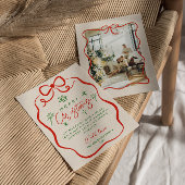 Retro rood groene hand getekend eigenzinnige boog  feestdagenkaart