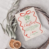 Retro rood groene hand getekend geschreven vrolijk feestdagenkaart