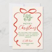 Retro rood groene hand getekend geschreven vrolijk feestdagenkaart (Voorkant)