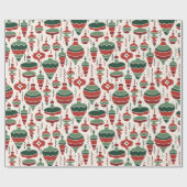 Retro Rood Groene Kerst Bauble Decoraties Cadeaupapier (Vlak)