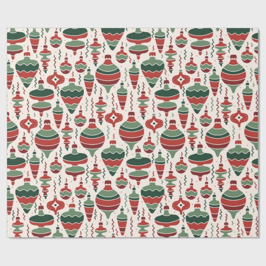 Retro Rood Groene Kerst Bauble Decoraties Cadeaupapier (Vlak)