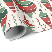 Retro Rood Groene Kerst Bauble Decoraties Cadeaupapier (Rol Hoek)