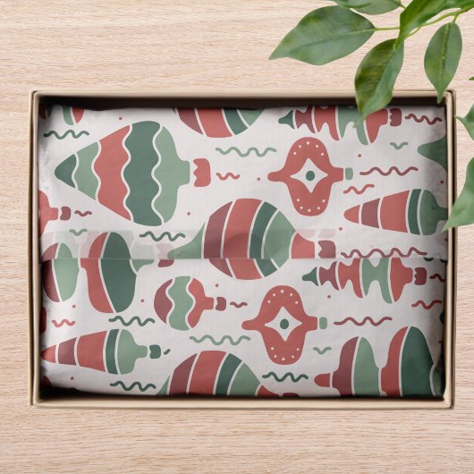 Retro Rood Groene Kerst Bauble Decoraties Tissuepapier