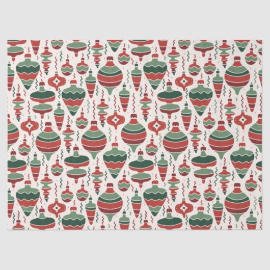 Retro Rood Groene Kerst Bauble Decoraties Tissuepapier (Voorkant)