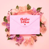 Retro rood handschrift bruiloft rubberstempel