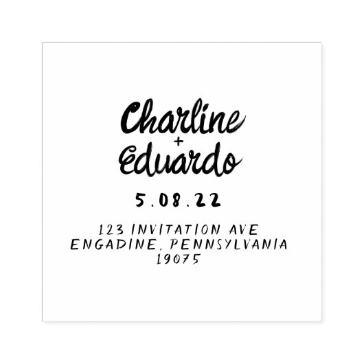 Retro rood handschrift bruiloft rubberstempel (Afrduk)