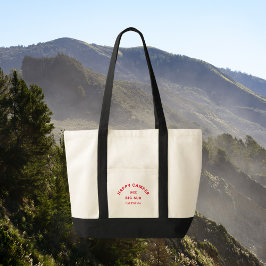 Retro Rood Happy Camper Camping Crew Zwart Trim Tote Bag