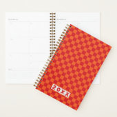 Retro rood oranje dambord 2026 planner (Display)