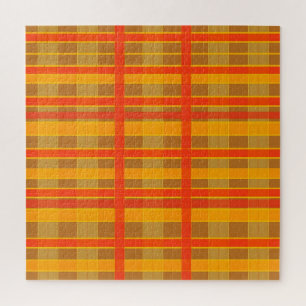 Retro rood-oranje geruite patroon legpuzzel