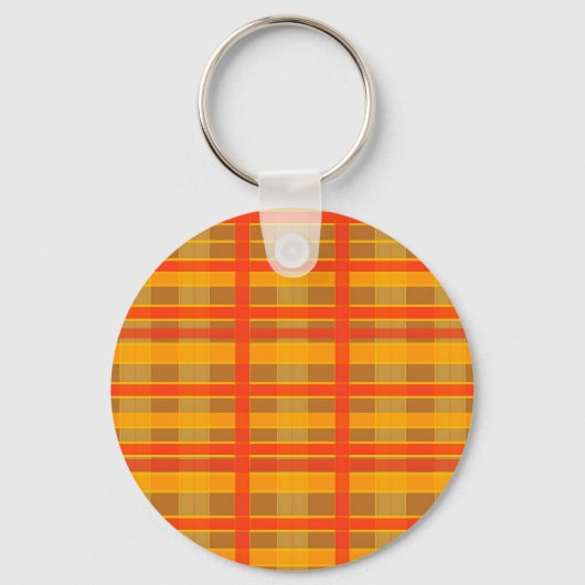Retro rood-oranje geruite patroon sleutelhanger (Voorkant)