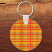 Retro rood-oranje geruite patroon sleutelhanger (Achterkant)