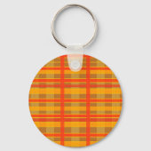 Retro rood-oranje geruite patroon sleutelhanger (Achterkant)