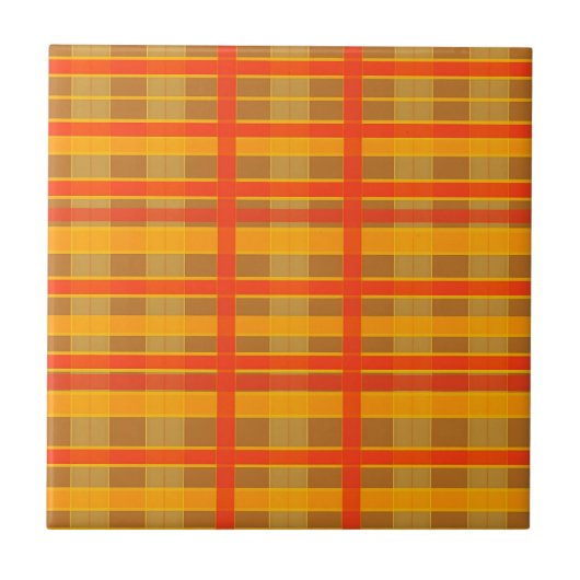 Retro rood-oranje geruite patroon tegeltje (Voorkant)