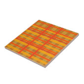 Retro rood-oranje geruite patroon tegeltje (Zijkant)