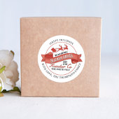 Retro Rood Rendier Kerstmis Custom Ronde Sticker