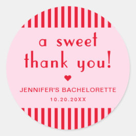 Retro Rood & Roze Bachelorette Dank u gunst Ronde Sticker