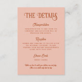 Retro rood & roze bruiloft details verticaal informatiekaartje (Voorkant)