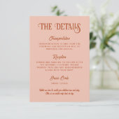 Retro rood & roze bruiloft details verticaal informatiekaartje (Staand voorkant)