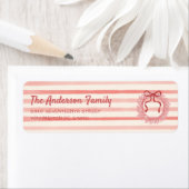 Retro Rood Roze Getrokken Boog Krans Kerstmis Etiket (Insitu)