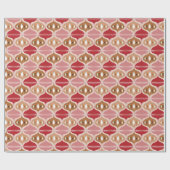 Retro Rood Roze Goud Kerst Bal Patroon Cadeaupapier (Vlak)