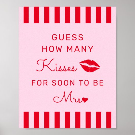 Retro rood & roze Raad hoeveel kussen spel teken Poster (Voorkant)