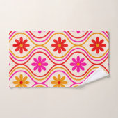 Retro Rood Roze Sinaasappels Bloemen op Ogee Patte Bad Handdoek (Handdoek)