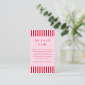 Retro rood & roze strepen The Panty Game  Informatiekaartje (Staand voorkant)