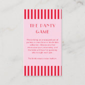 Retro rood & roze strepen The Panty Game  Informatiekaartje (Voorkant)