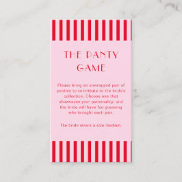 Retro rood & roze strepen The Panty Game  Informatiekaartje