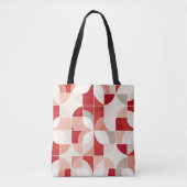 Retro Rood Roze Wit Midden Eeuw Bauhaus Patroon Tote Bag (Voorkant)