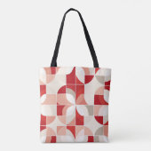 Retro Rood Roze Wit Midden Eeuw Bauhaus Patroon Tote Bag (Achterkant)