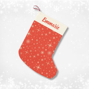 Retro Rood Sparkle Kerstmis Patroon Aangepaste Naa Kleine Kerstsok