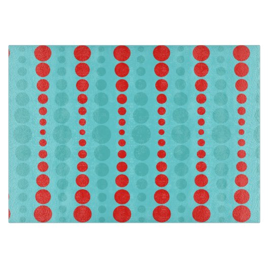 Retro Rood & Turquoise Stippen Snijplank (Voorkant)