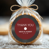 Retro Rood Vinyl Record Bruiloft Dank u Ronde Sticker