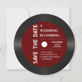 Retro Rood Vinyl Record Bruiloft Opslaan De Datum Save The Date (Voorkant)