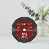 Retro Rood Vinyl Record Bruiloft Opslaan De Datum Save The Date (Staand voorkant)