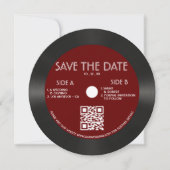 Retro Rood Vinyl Record Bruiloft Opslaan De Datum Save The Date (Voorkant)