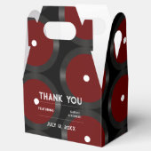 Retro Rood Vinyl Record Patroon Bruiloft Dank u Bedankdoosjes (Geopend)
