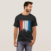 Retro Rood Wit Blauw Cincinnati Oh Skyline Long SL T-shirt (Voorkant volledig)