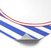 Retro Rood Wit & Blauw Klasse Strepen Strikken Wel Poster (Hoek)