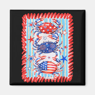 Retro Rood Wit Blauw Krab Zomer Vibe 4 Juli Magneet