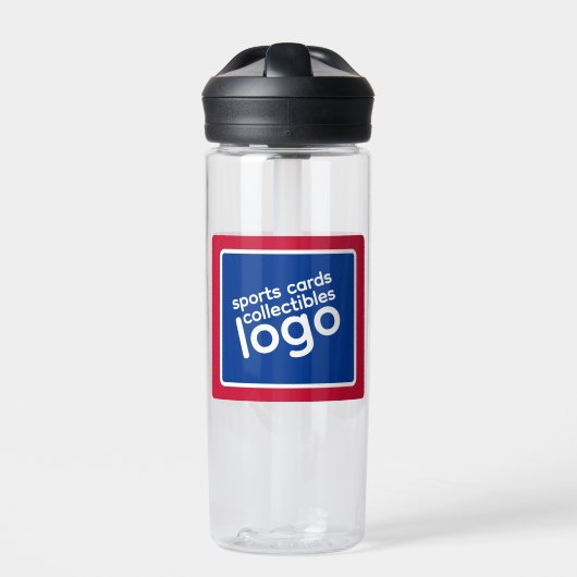 Retro Rood Wit Blauw Sportkaarten Logo Waterfles (Voorkant)