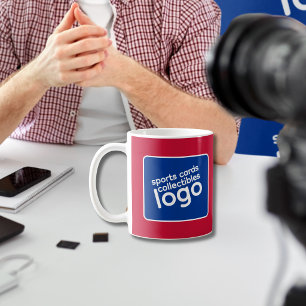 Retro Rood Wit Blauwe Sportkaarten Logo Koffie Koffiemok